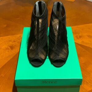 J.Renee Black Mesh Peep-Toe Heeled Boots (NIB)
